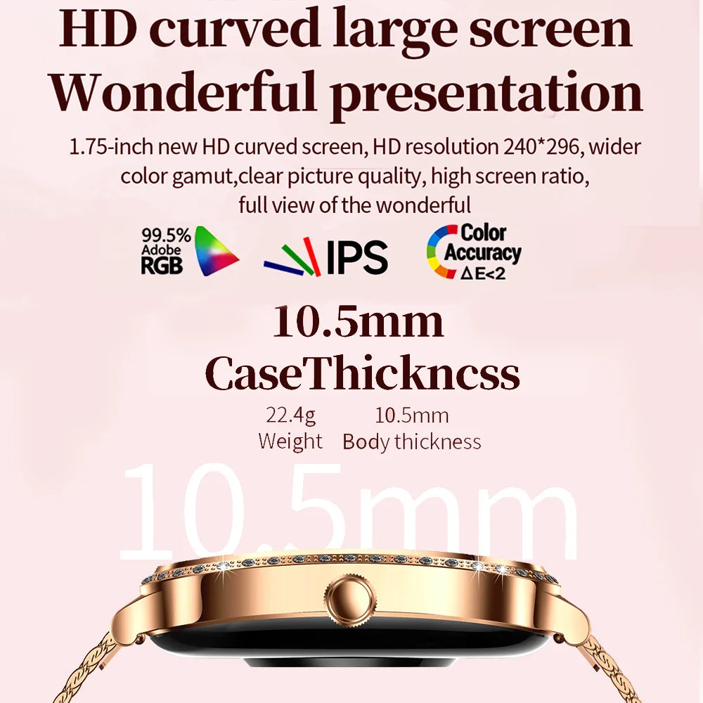 Elegant women's fitness smartwatch with call function