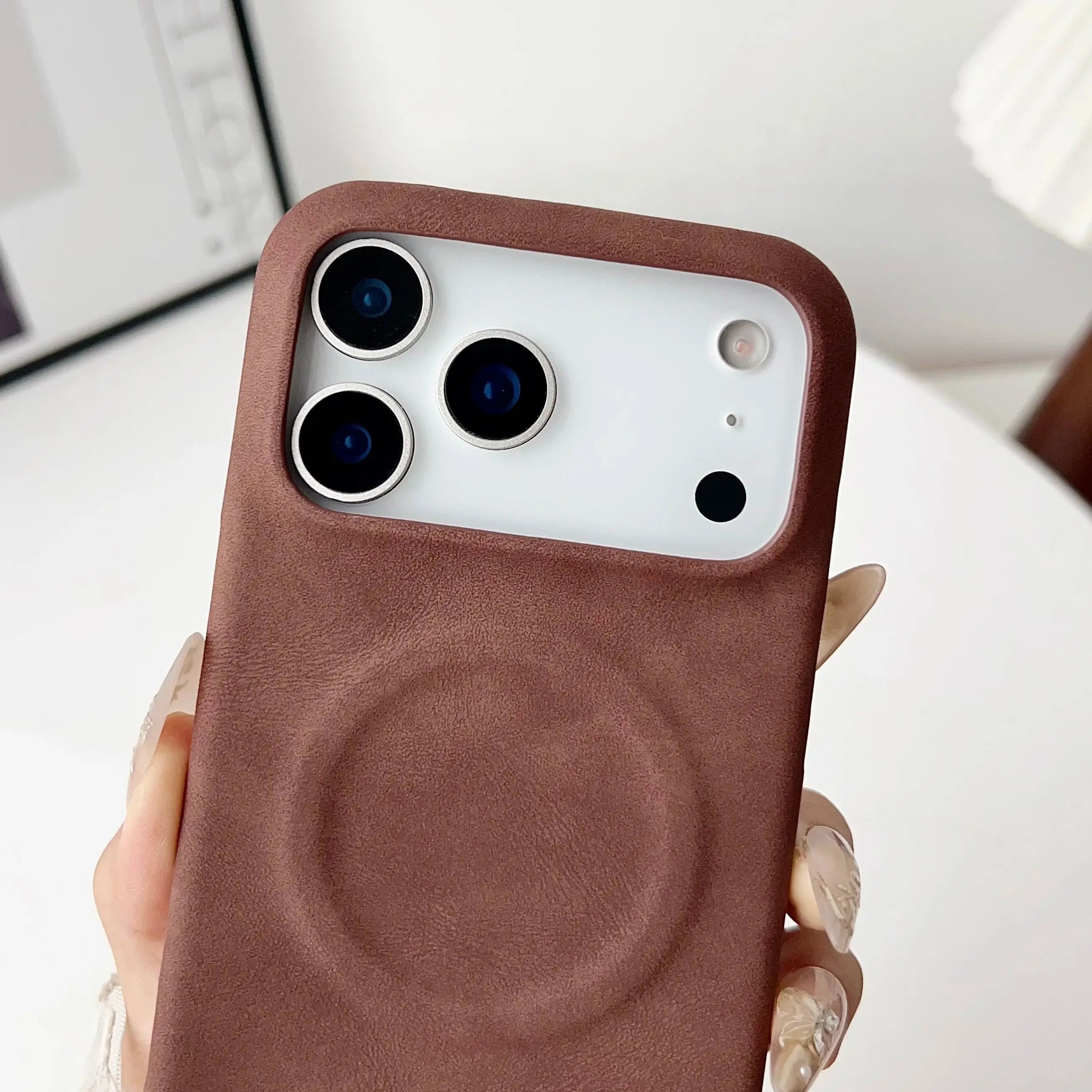 Retro Lederhülle Magnetisch für iPhone mit Magsafe