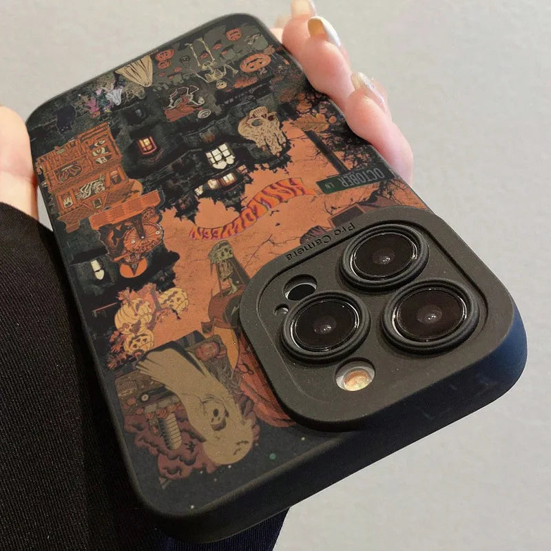 Halloween Silikon Hülle für iPhone 16 bis 14 Plus