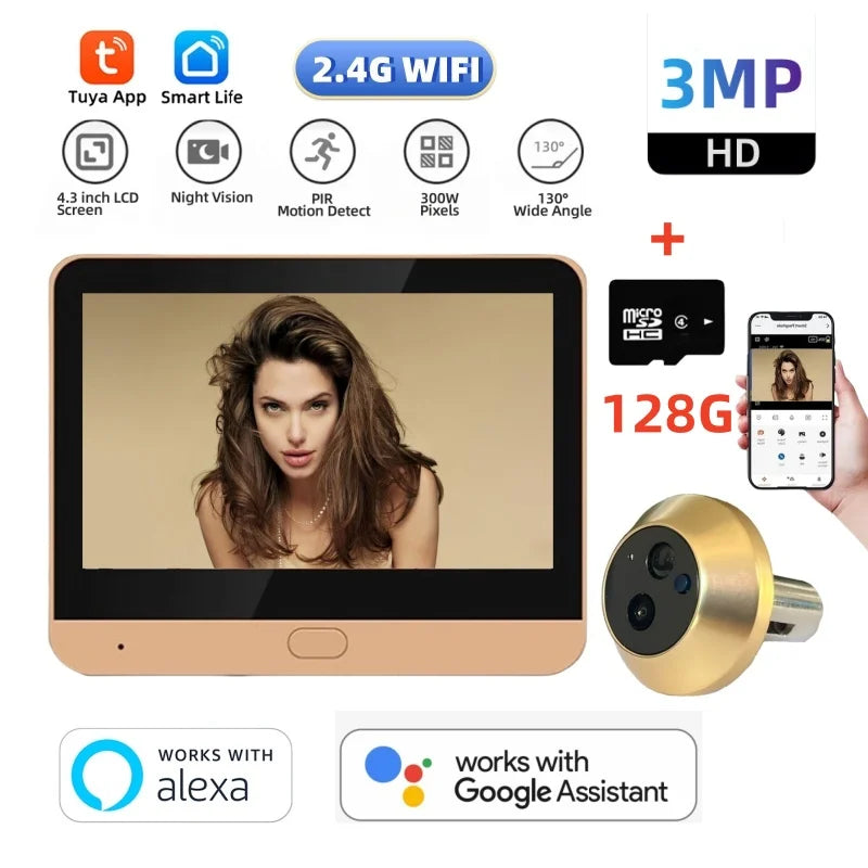 Smart Life WiFi Türspion Kamera 4.3" 3MP Bildschirm