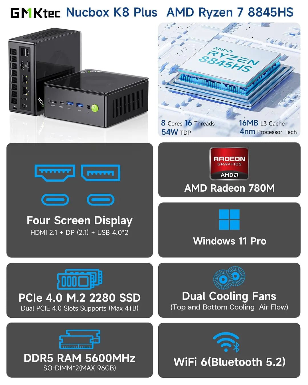 GMKtec Oculink Mini PC Ryzen 9 Gaming Windows 11