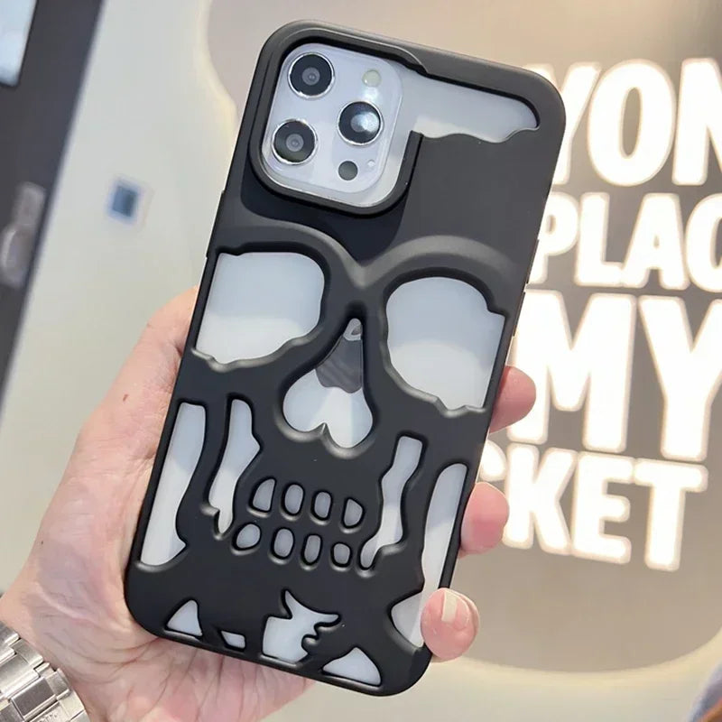 3D Matte Metallic Skull Phone Case for iPhone