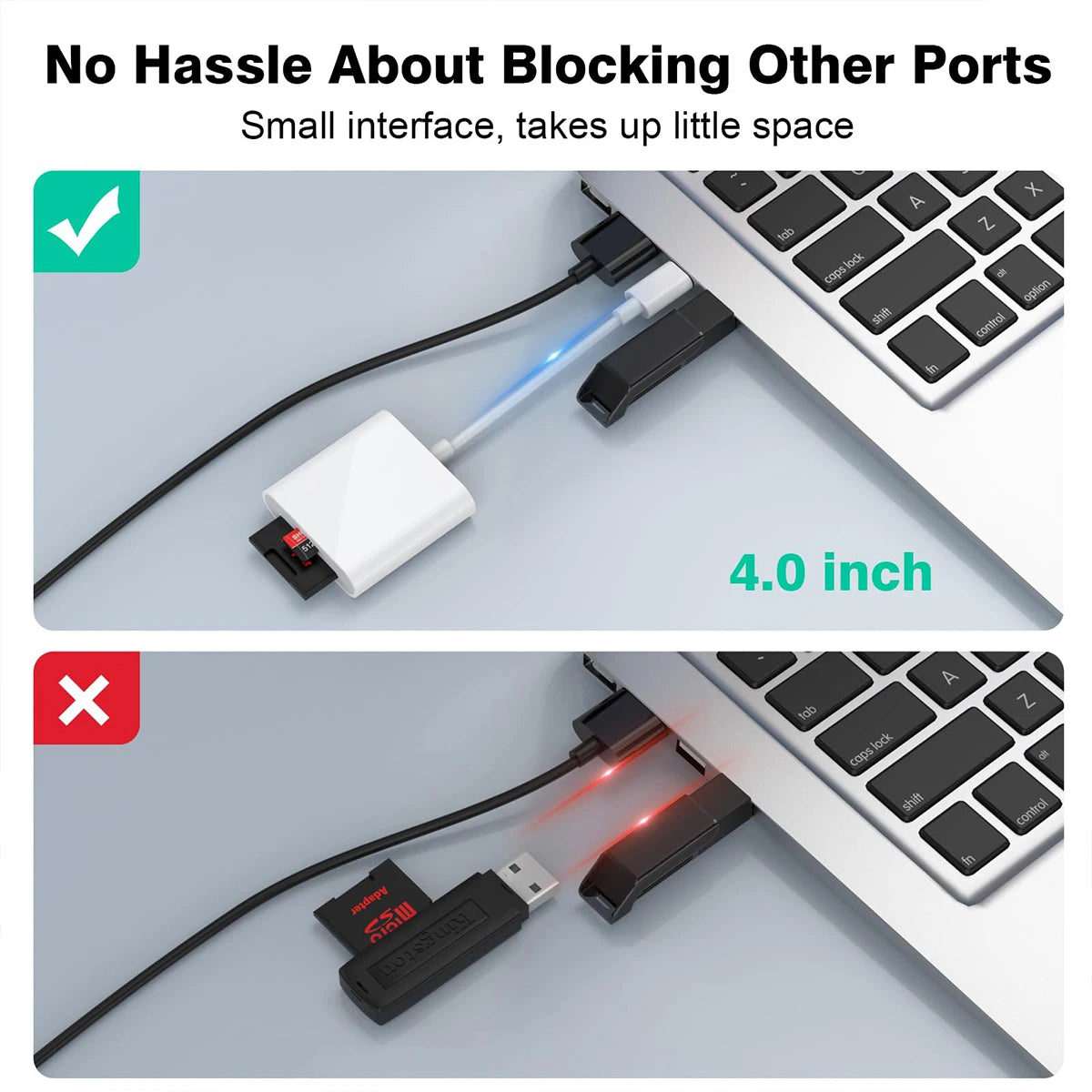 2-in-1 SD TF Kartenleser Adapter für iPhone & Android