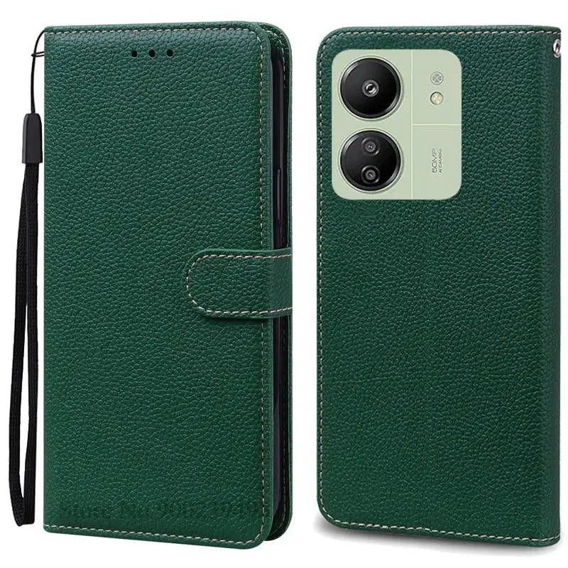 Étui à rabat en cuir pour Redmi 13C