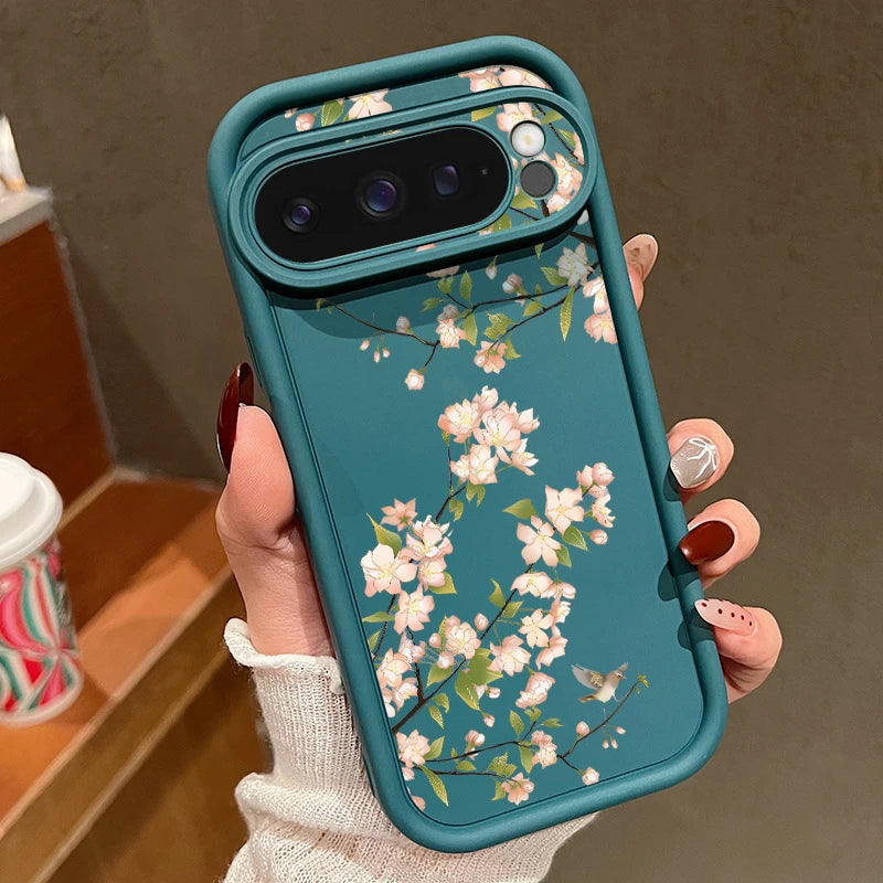 Blumen Silikonhülle für Google Pixel 9 Pro, Stoßfest