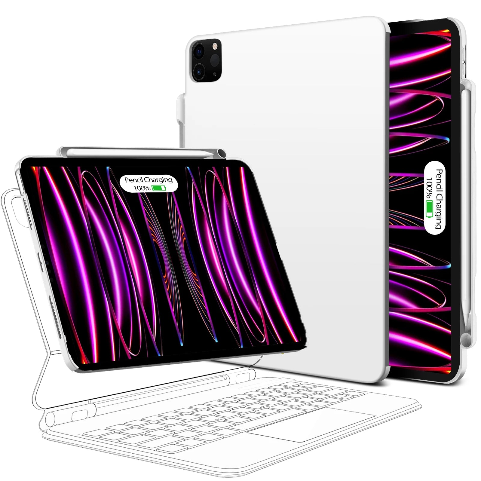 Magnetic iPad case with pen holder