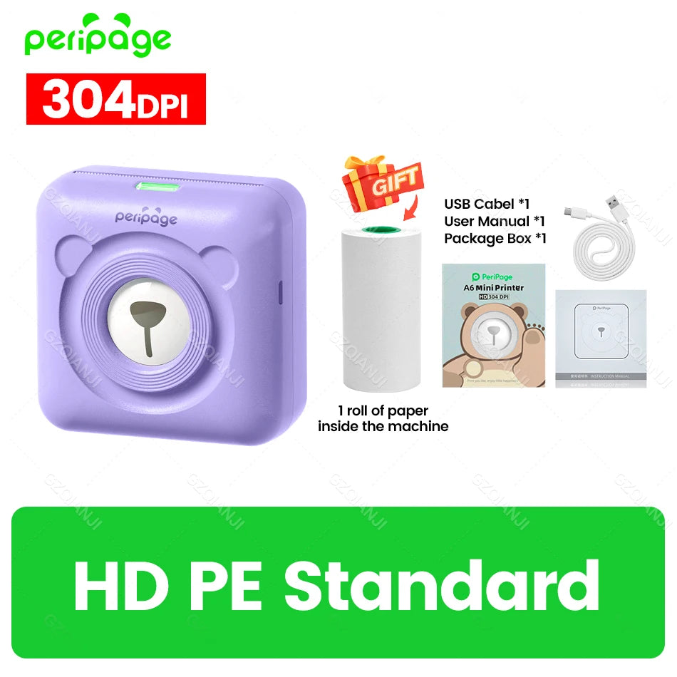 PeriPage A6 Mini Fotodrucker 304 DPI Bluetooth Tragbar