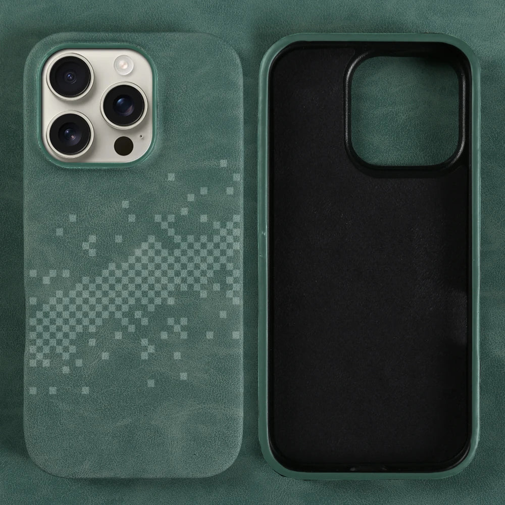 Luxus Lederhülle iPhone 17–15 Pro Max Stoßfest