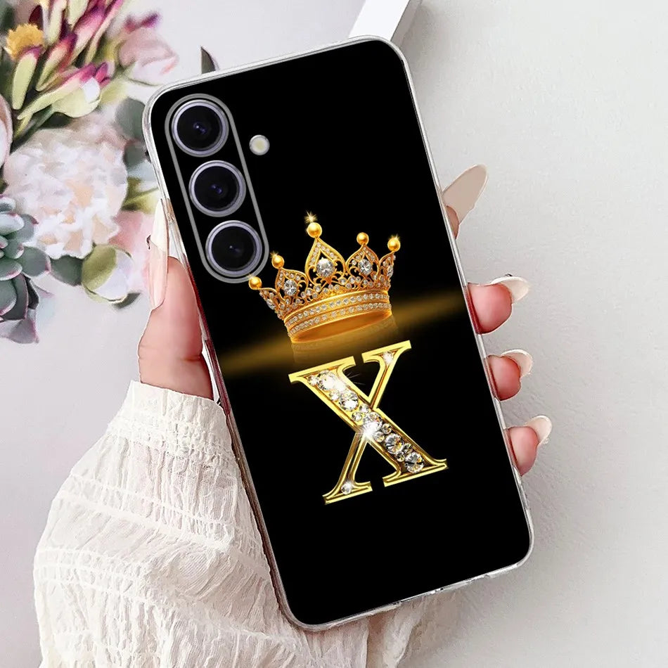 Galaxy S24 FE Case Crown & Letter Design Silicone