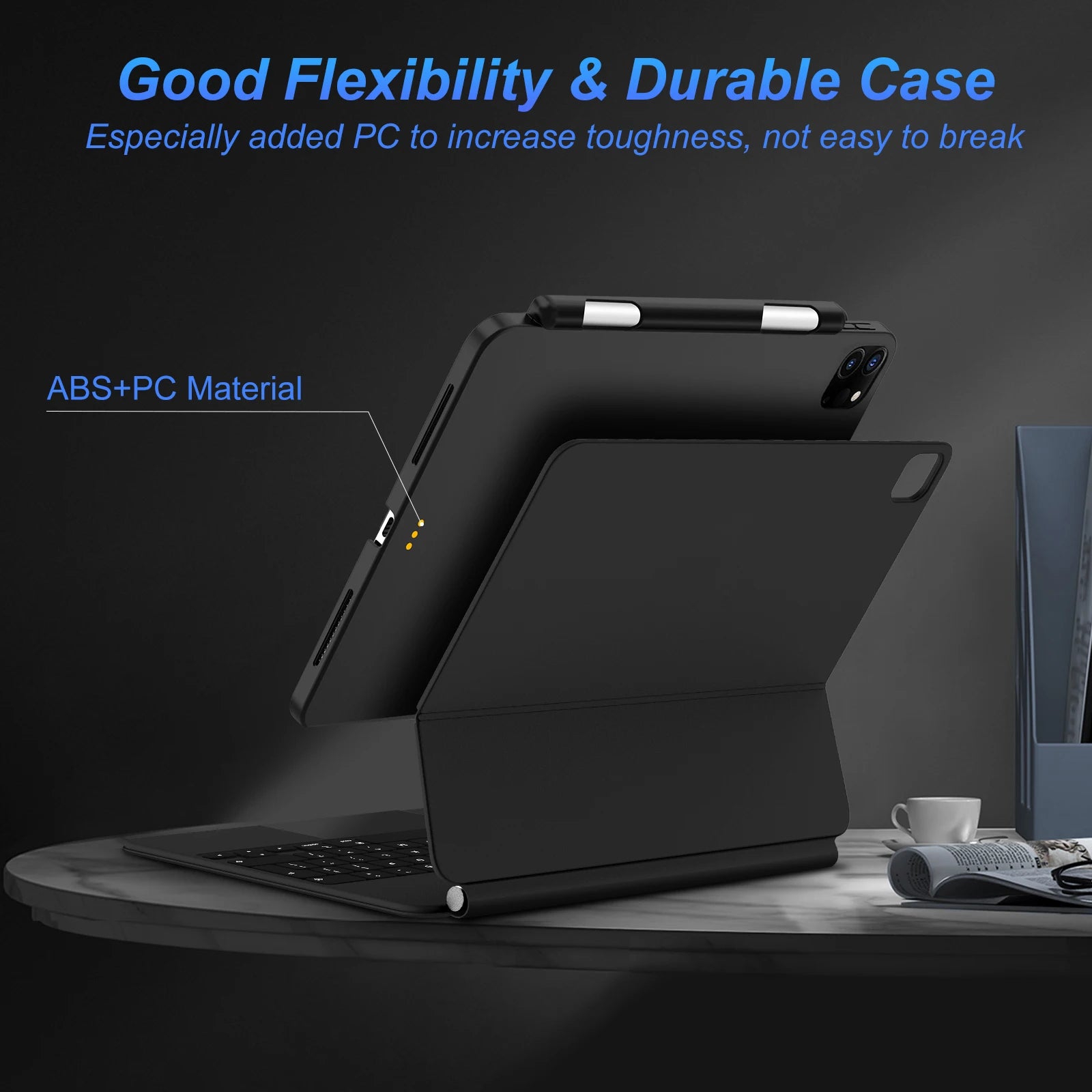 Magnetic iPad case with pen holder