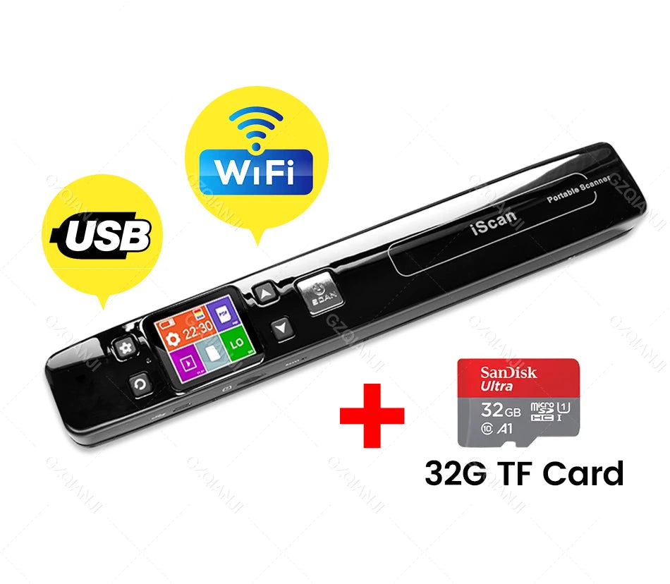 Mobiler A4-HD-Dokumentenscanner mit LED und 1050 DPI