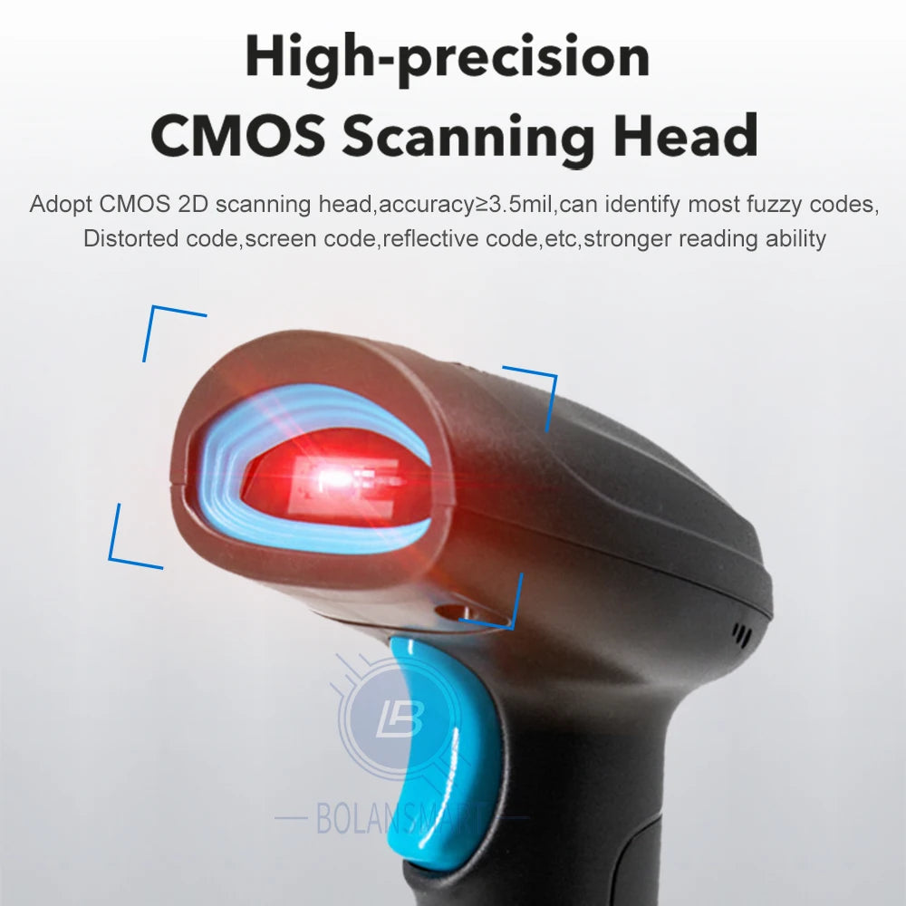 1D 2D Barcode Scanner Bluetooth Kabellos Kabelgebunden