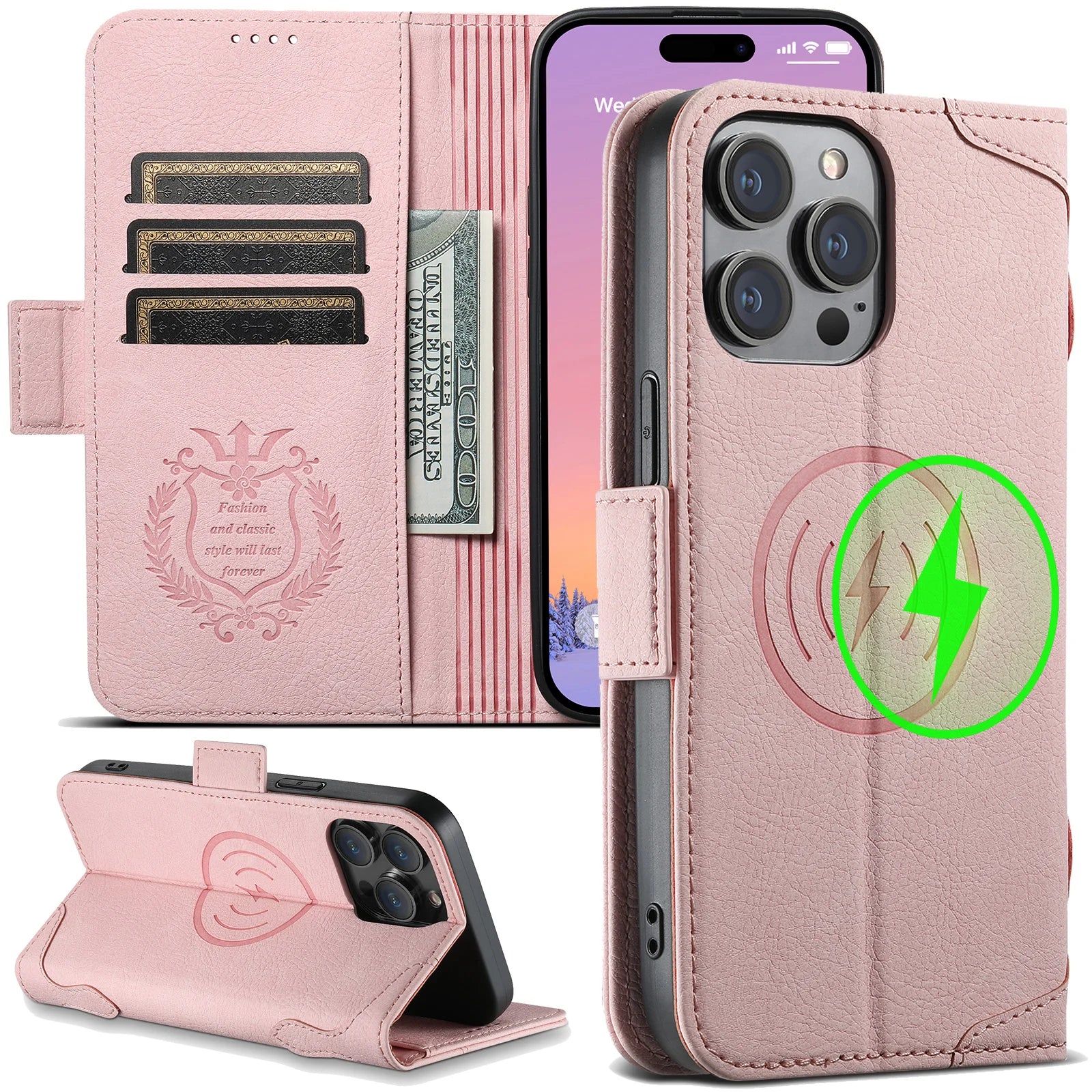 Magnetische Leder Wallet Hülle iPhone 16 Pro Max
