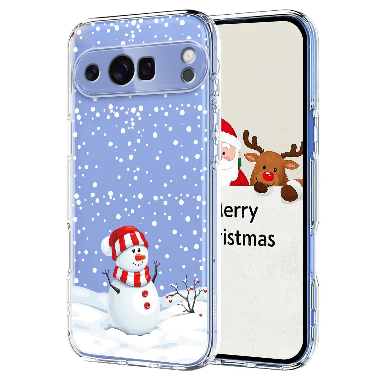 Weihnachtshülle mit Rentier und Schneemann für Google Pixel 10 9 8