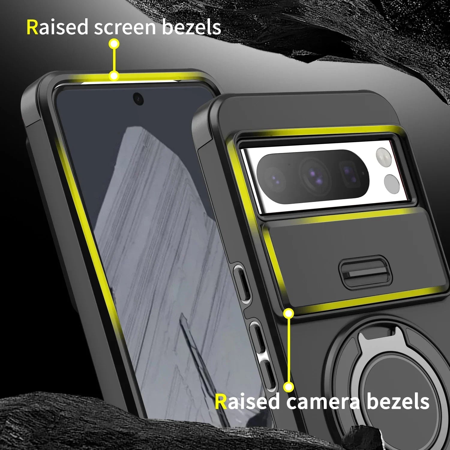 Hybrid case with ring and camera protection