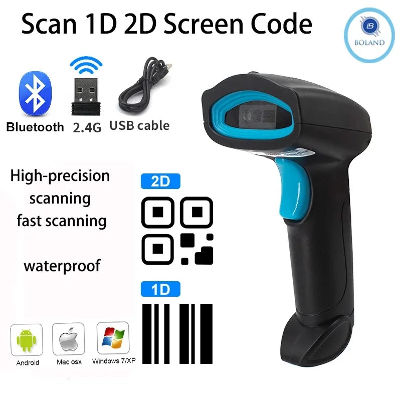 Kabelloser 2D Barcode Scanner mit Bluetooth und USB