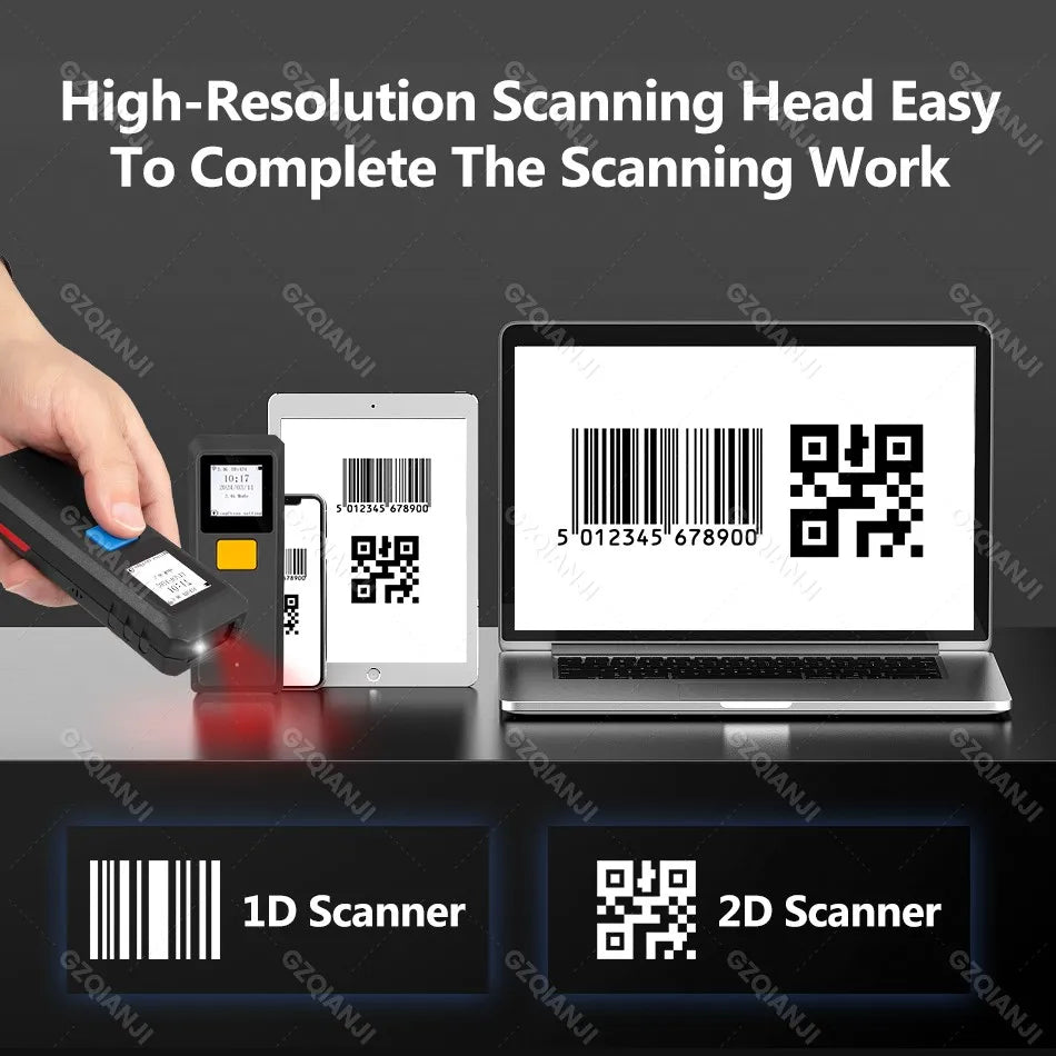 Tragbarer Bluetooth 1D 2D Laser Barcode Scanner Mini