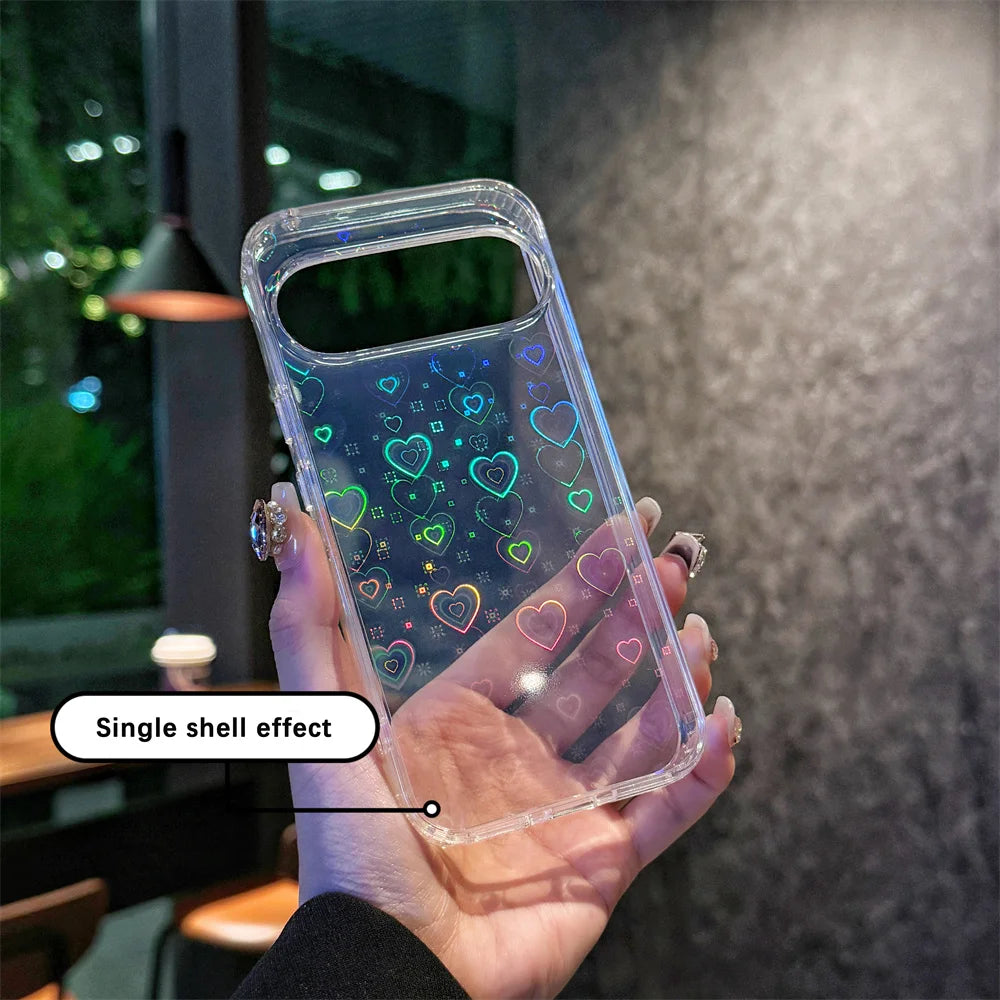 Klare Farbverlauf Herz Hülle Pixel 9 Pro