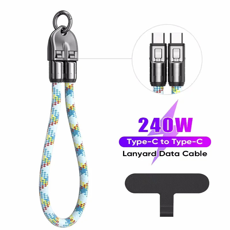 USB-C Lanyard Kabel 240W mit Umhängeband für Smartphones