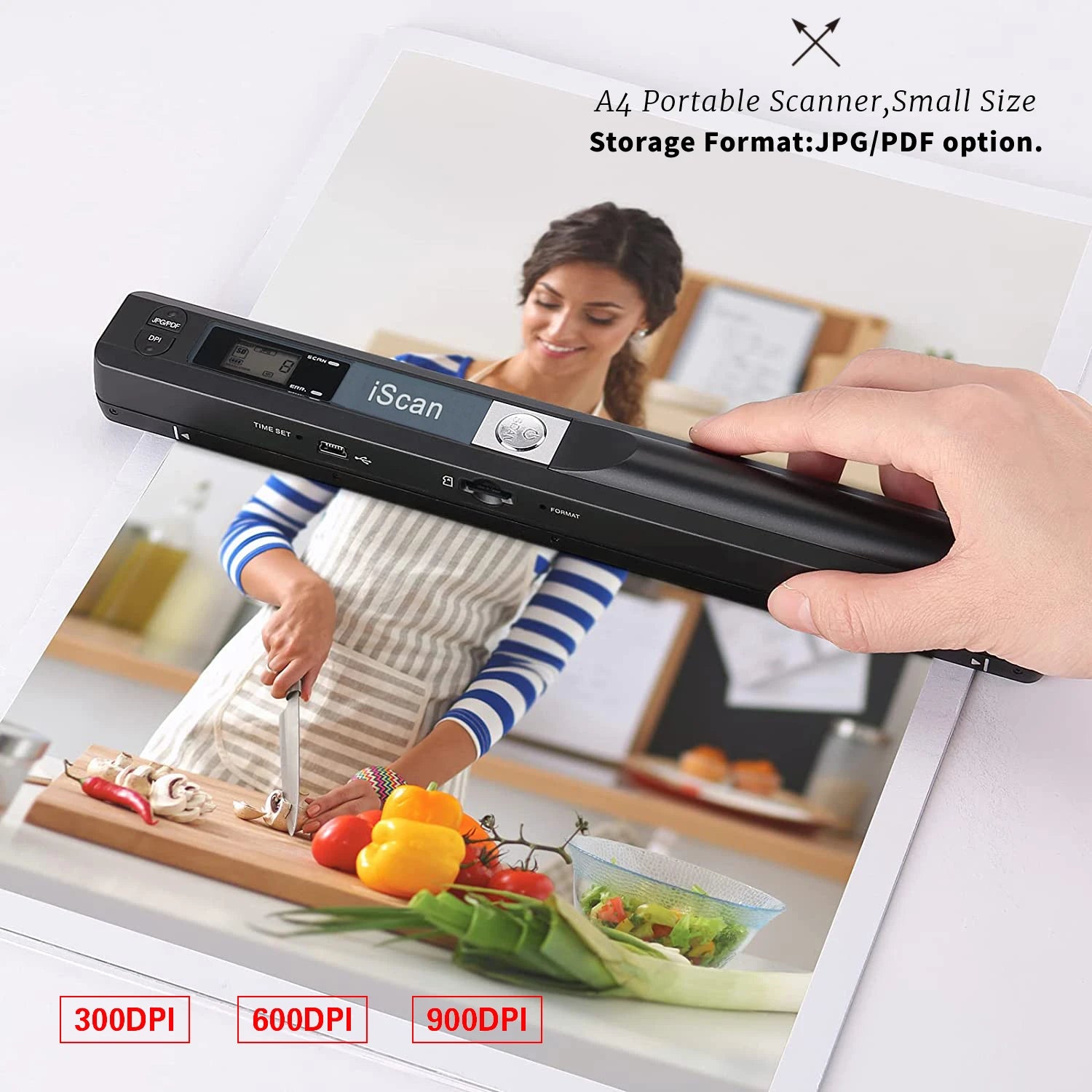 Tragbarer A4-Handscanner 900 DPI für Fotos & Dokumente