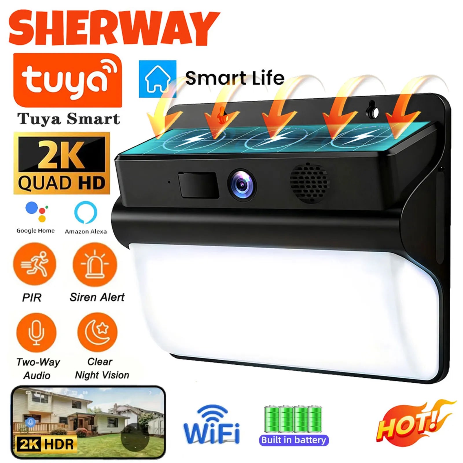 2K Solarkamera mit WLAN, Akku & Farb-Nachtsicht