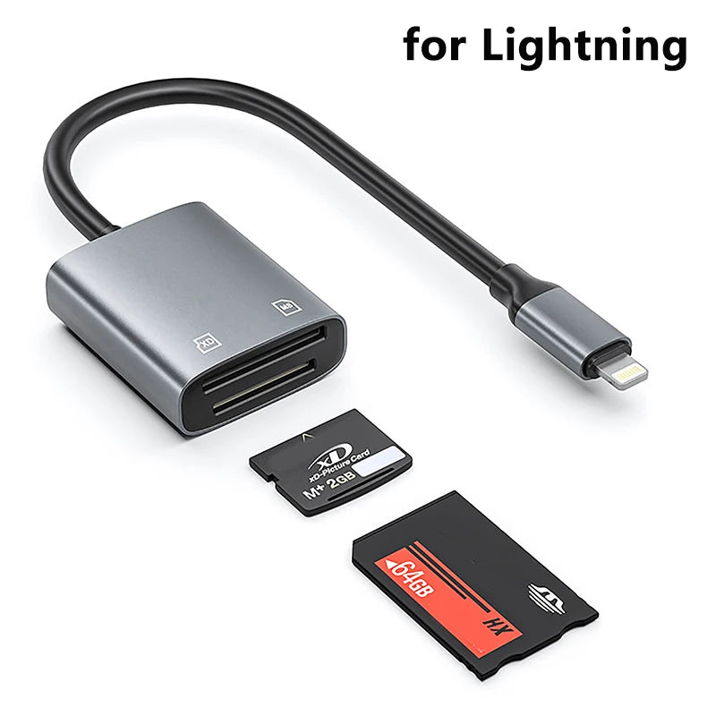 2-in-1 USB & Type-C Lightning Kartenleser Adapter