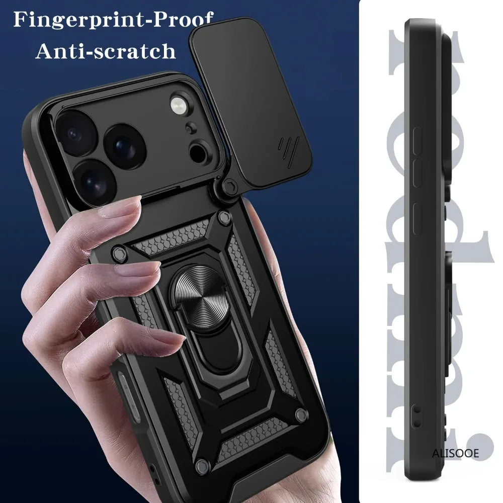 Military-grade protective case with ring for iPhone 17 Pro Max