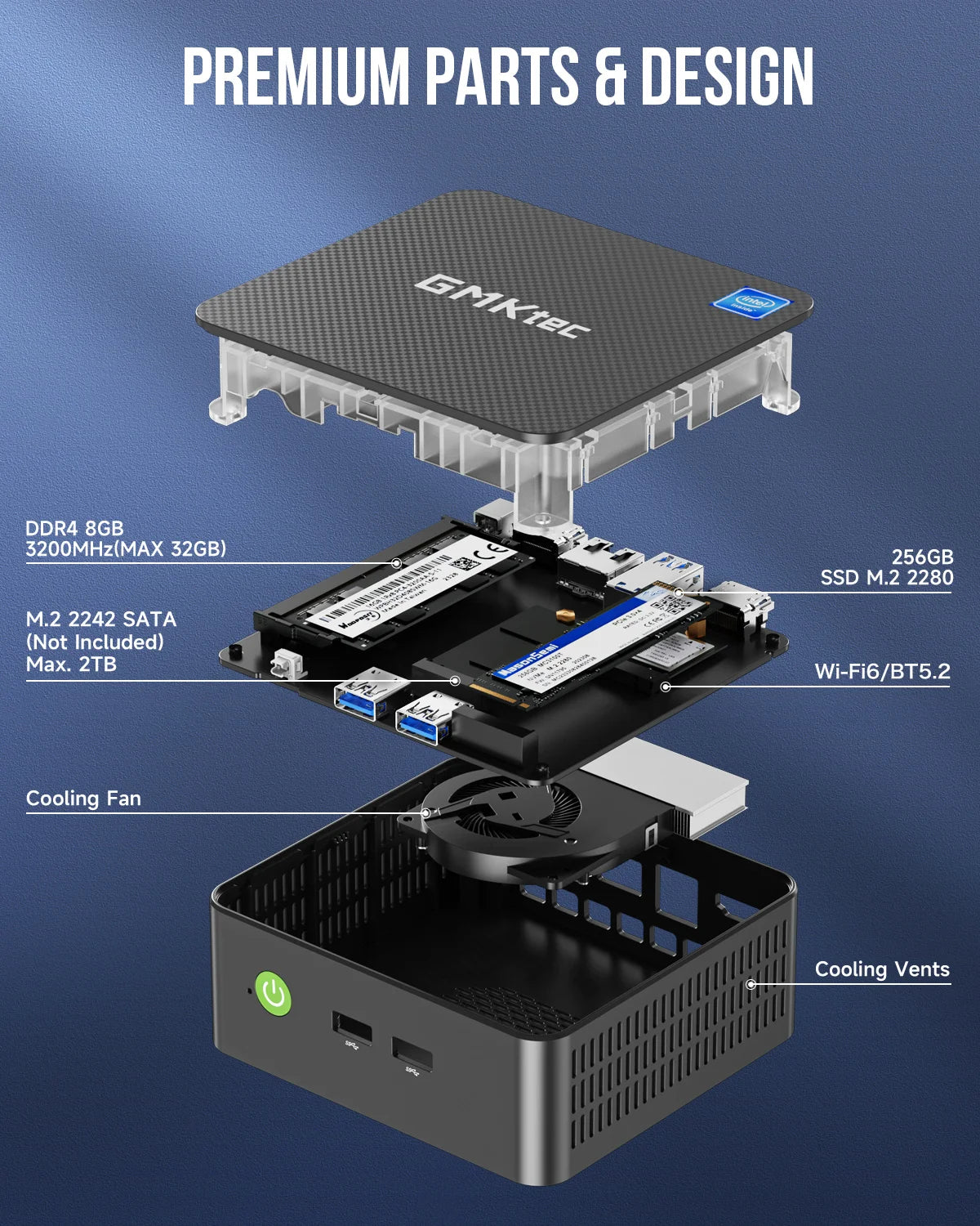 Kompakter Mini-PC mit DDR4, NVMe SSD & Windows 11 Pro