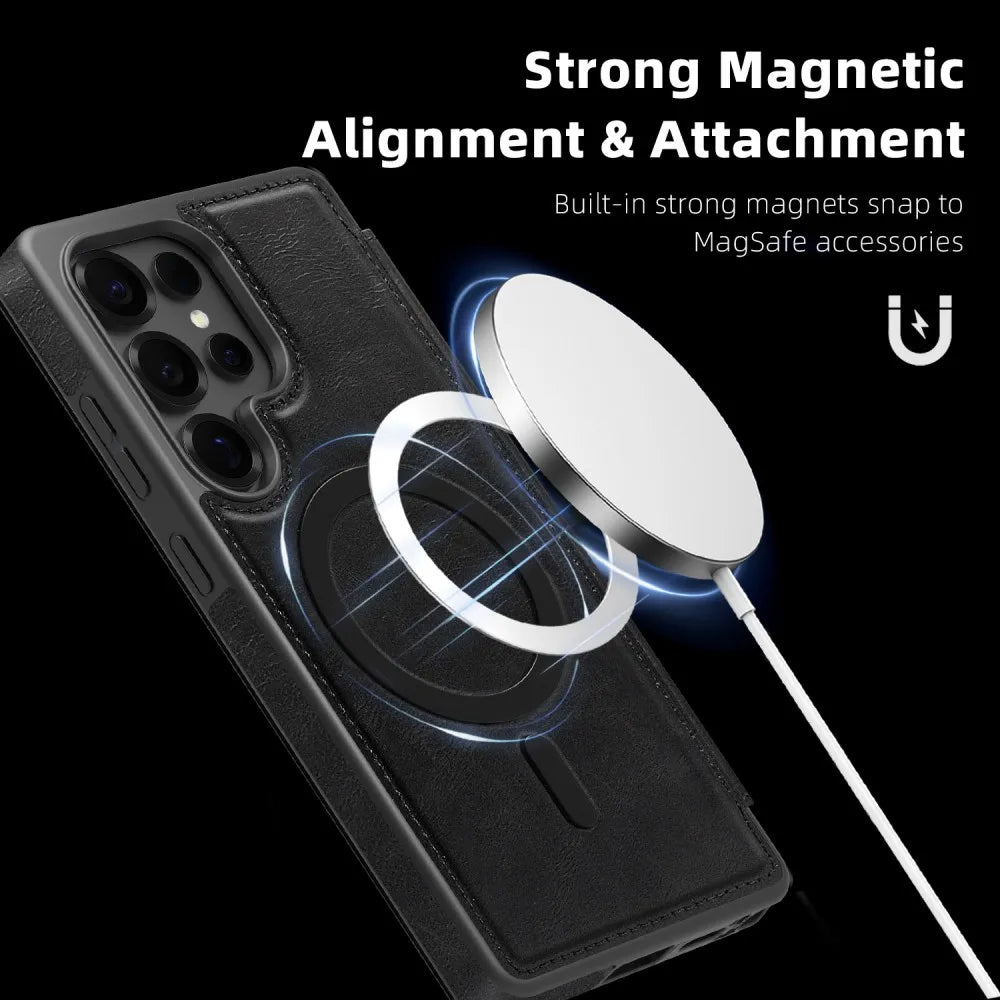 Flip-Lederhülle für Samsung S25 Ultra MagSafe Schutz