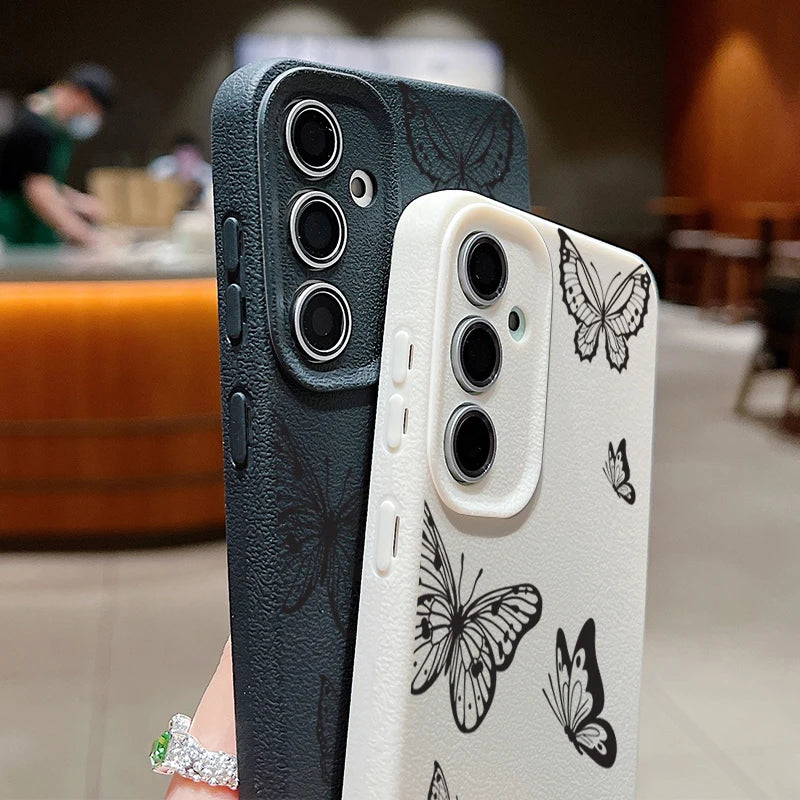 Elegante Schmetterlingshülle mit Leder-Optik für Samsung