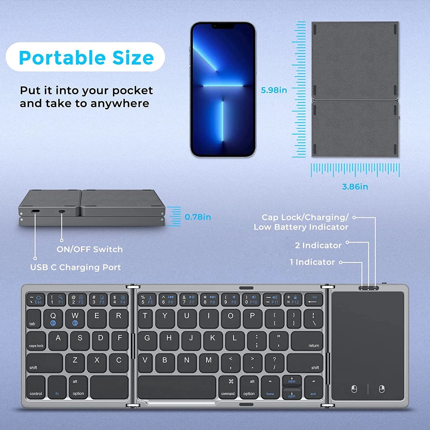 Faltbare Bluetooth 5.1 Tastatur
