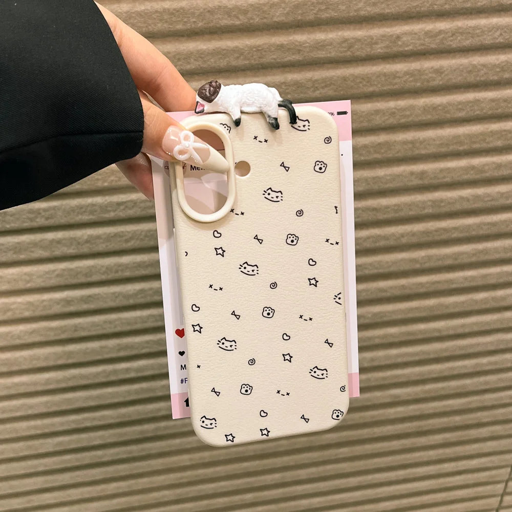 3D Cat Leather Case for iPhone 17 & 16