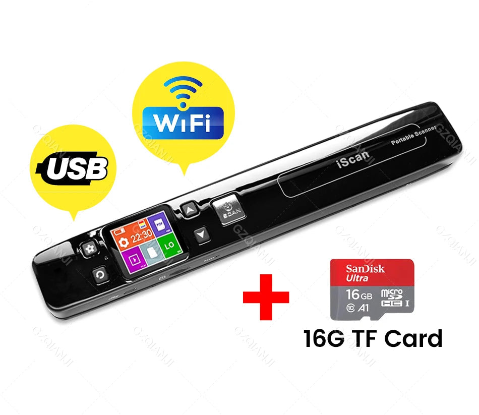 Kabelloser Mini A4 Dokumentenscanner mit TF Karte