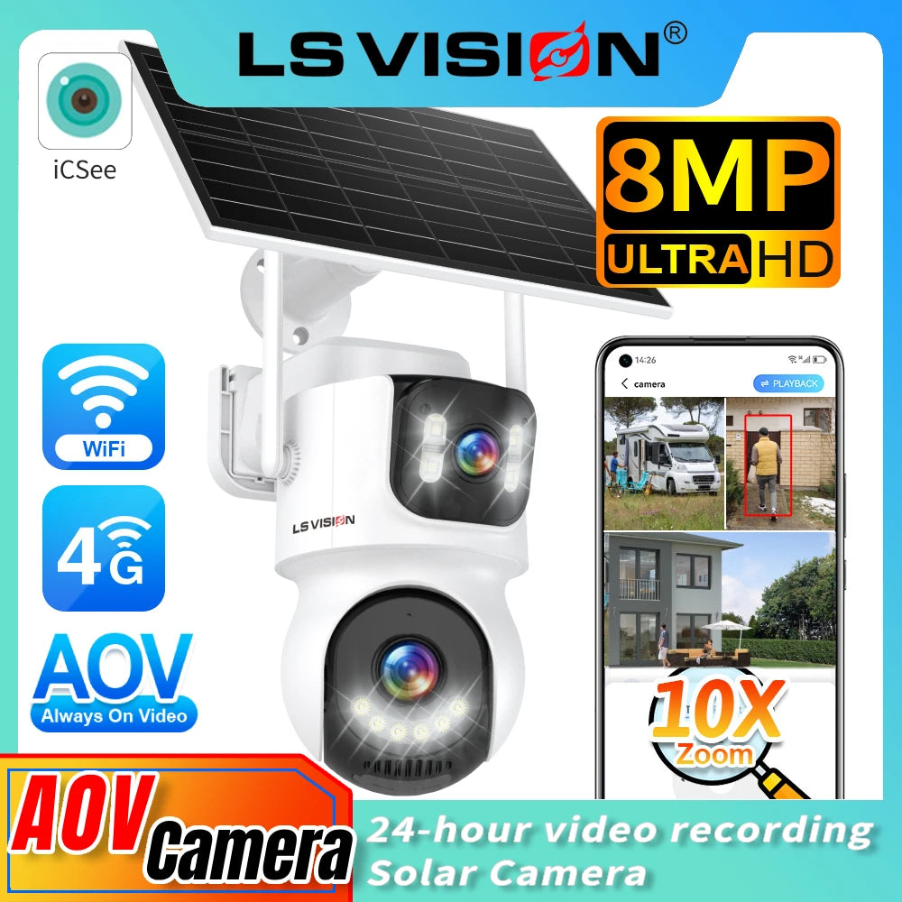 4K 4G WiFi Solarkamera mit 10X Zoom und Auto Tracking