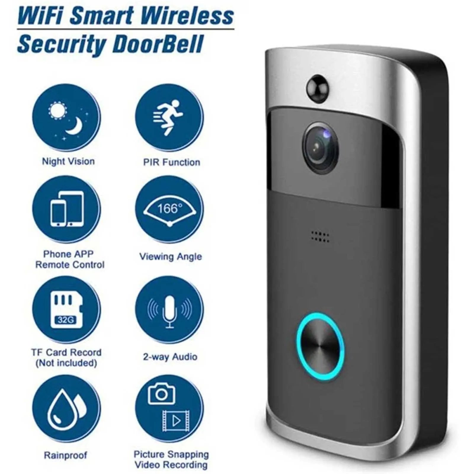 Kabellose WLAN Türklingel mit Kamera & 720P HD Video