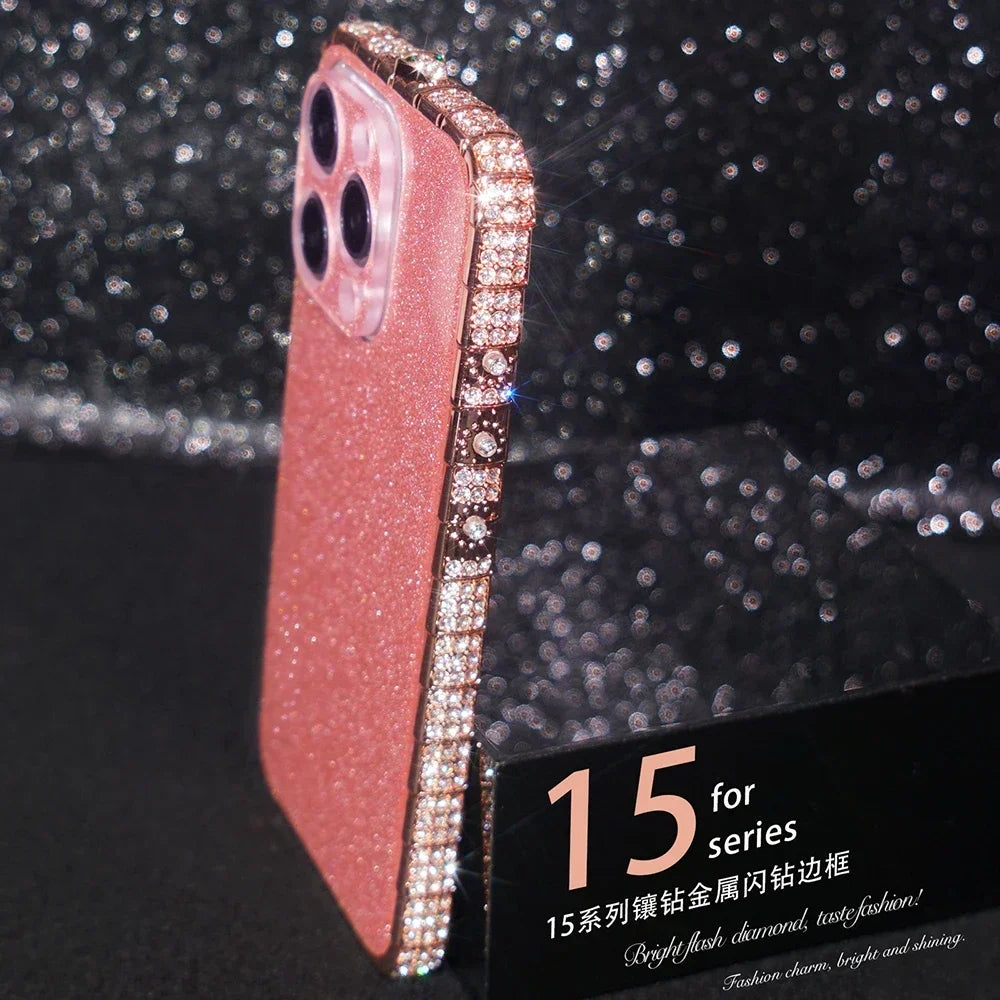 Glitzer Metall Bumper Hülle für iPhone 15 Pro Max