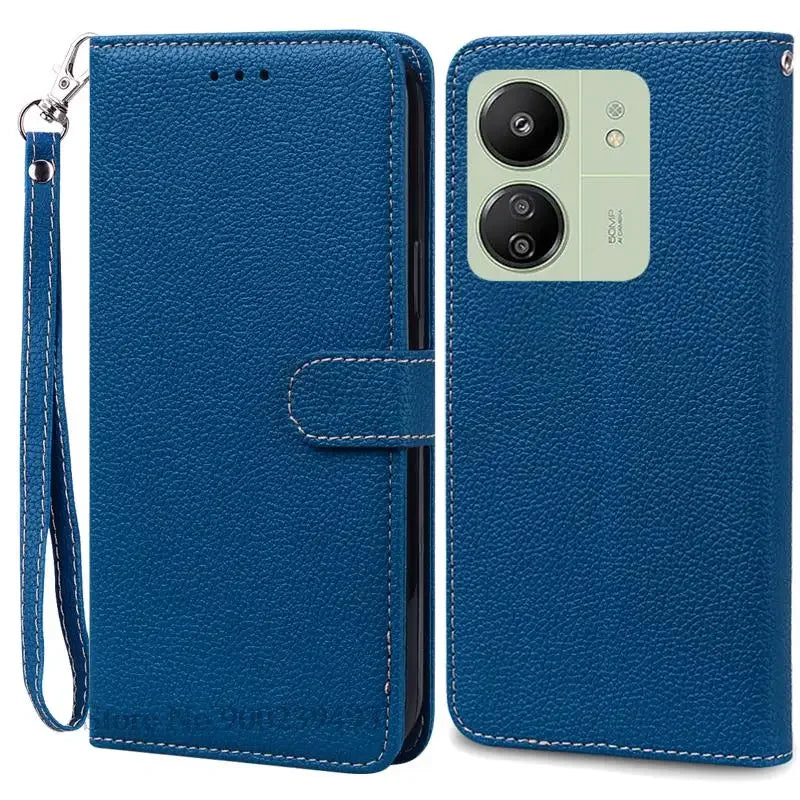 Étui à rabat en cuir pour Redmi 13C