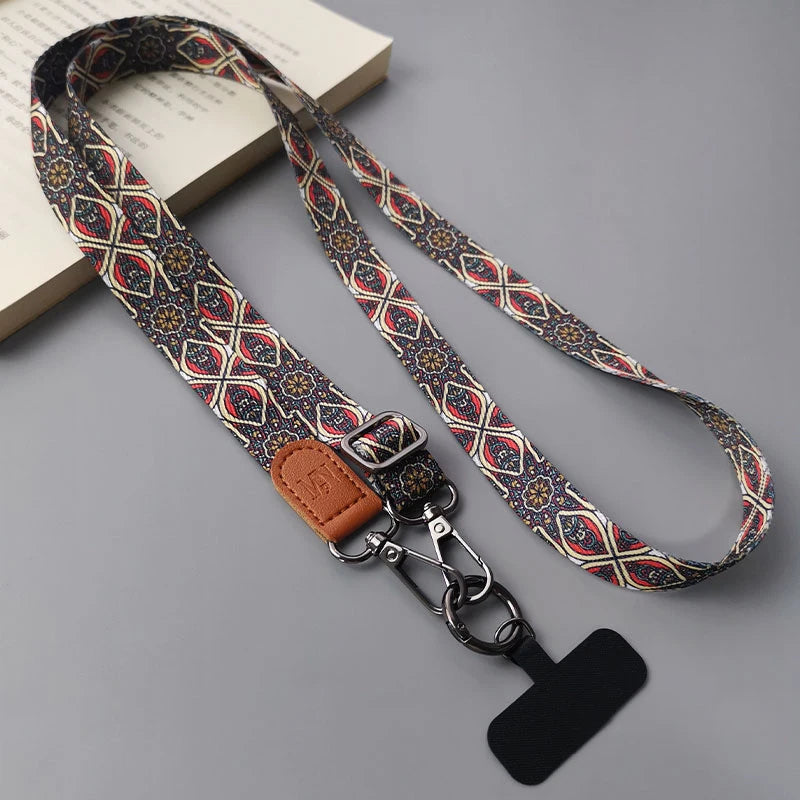Retro Handy-Lanyard mit Totem-Muster und Clip