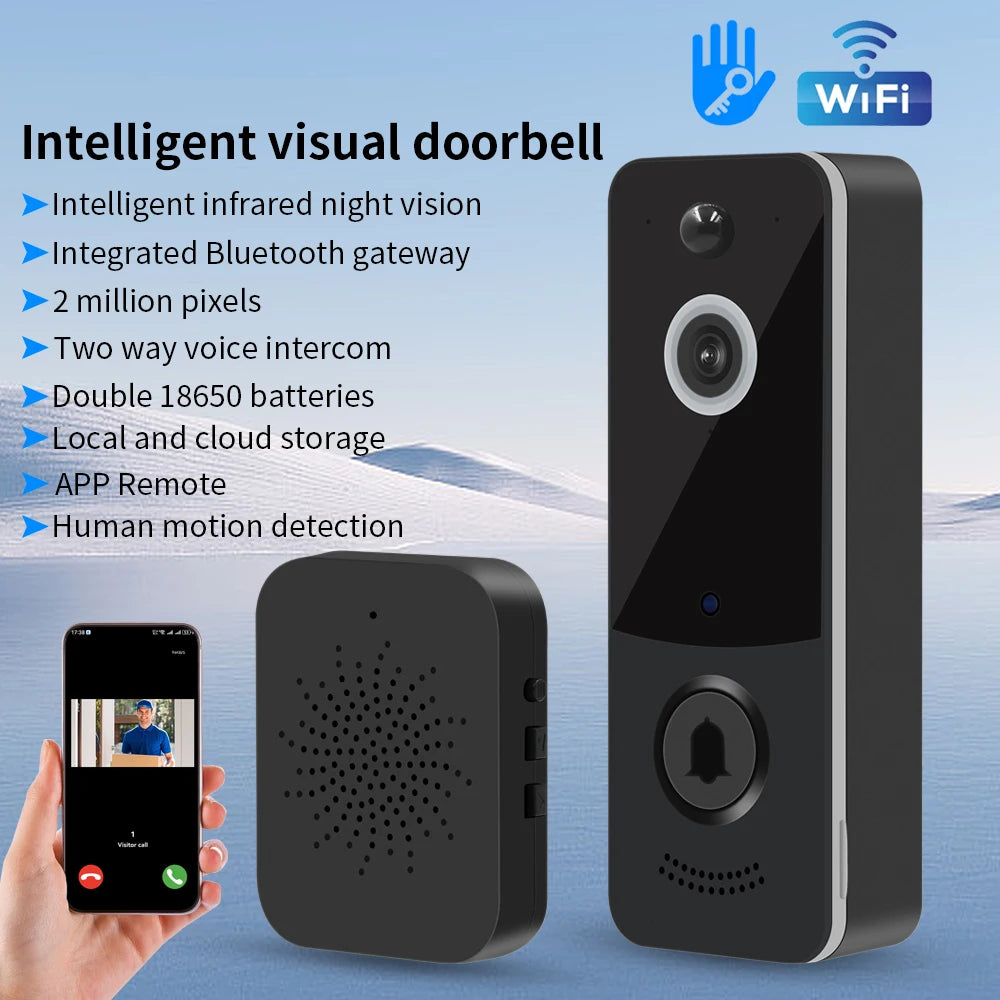 2,4G WiFi Video Türklingel 1080P Infrarot Nachtsicht