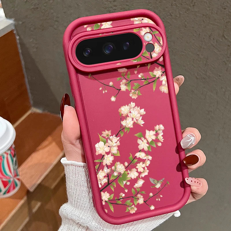 Blumen Silikonhülle für Google Pixel 9 Pro, Stoßfest