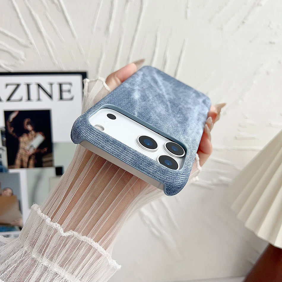 Magnetische Denim Magsafe Hülle Stoßfest Randlos