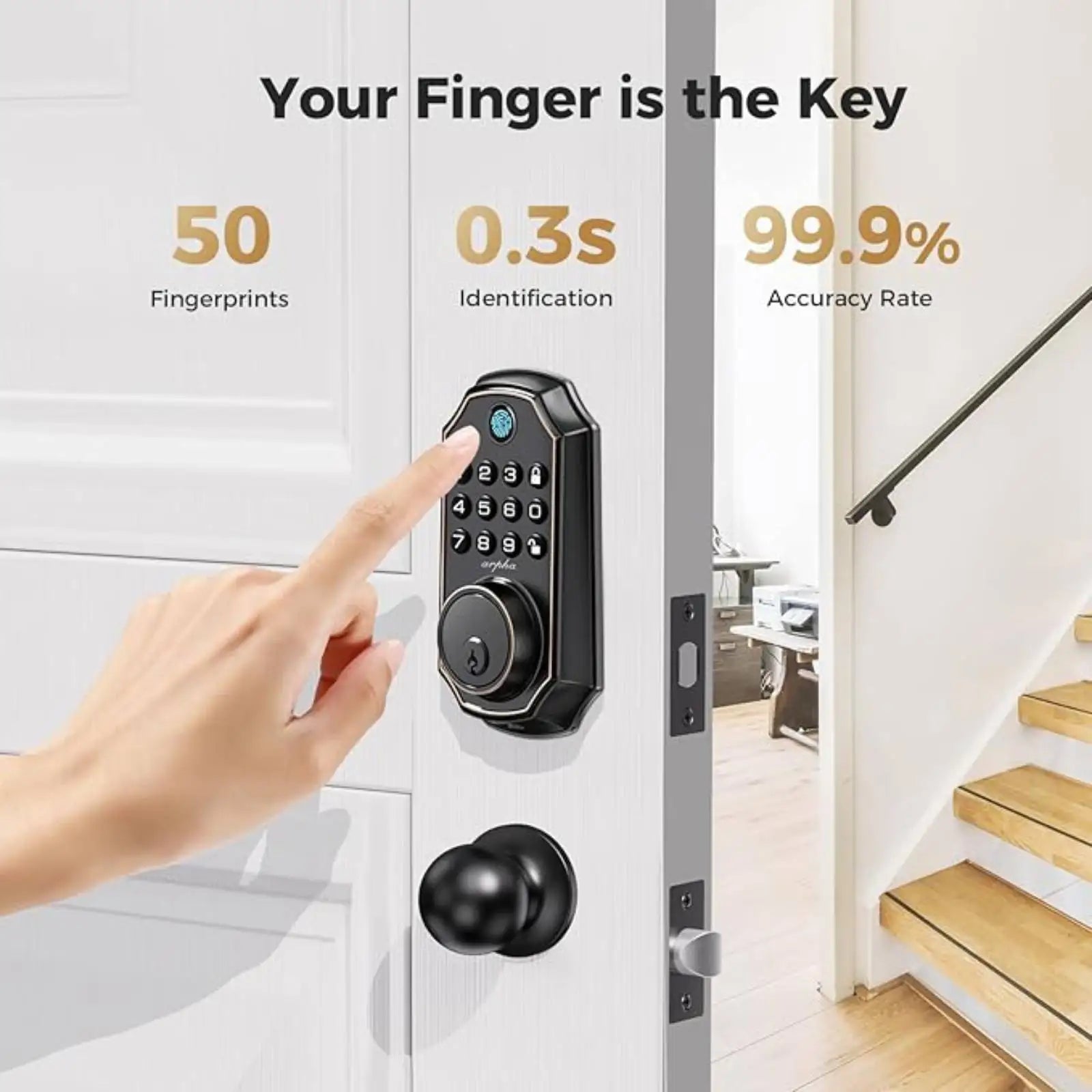 Arpha D280 Smart Türschloss mit App und Fingerabdruck