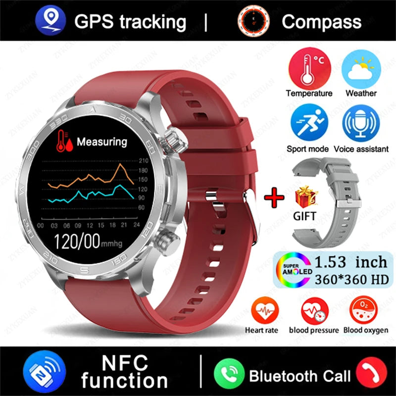 Sports Smartwatch 2025 with GPS, NFC & AMOLED display