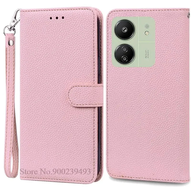 Étui à rabat en cuir pour Redmi 13C