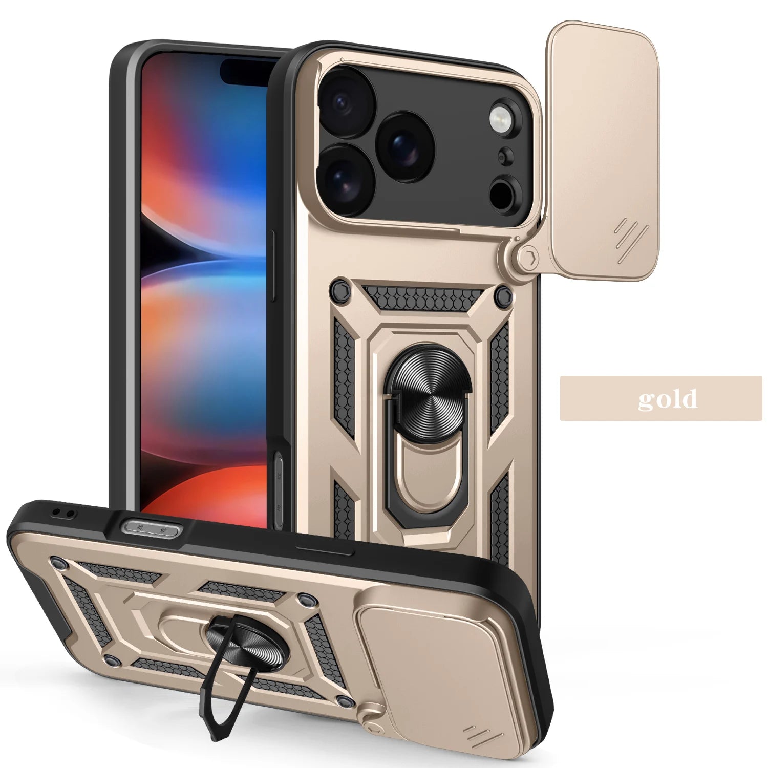 Military-grade protective case with ring for iPhone 17 Pro Max