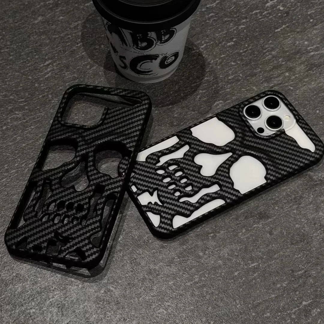 3D Matte Metallic Skull Phone Case for iPhone