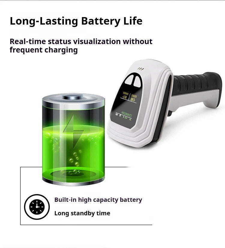 Tragbarer 2D Bluetooth Barcode-Scanner mit LCD