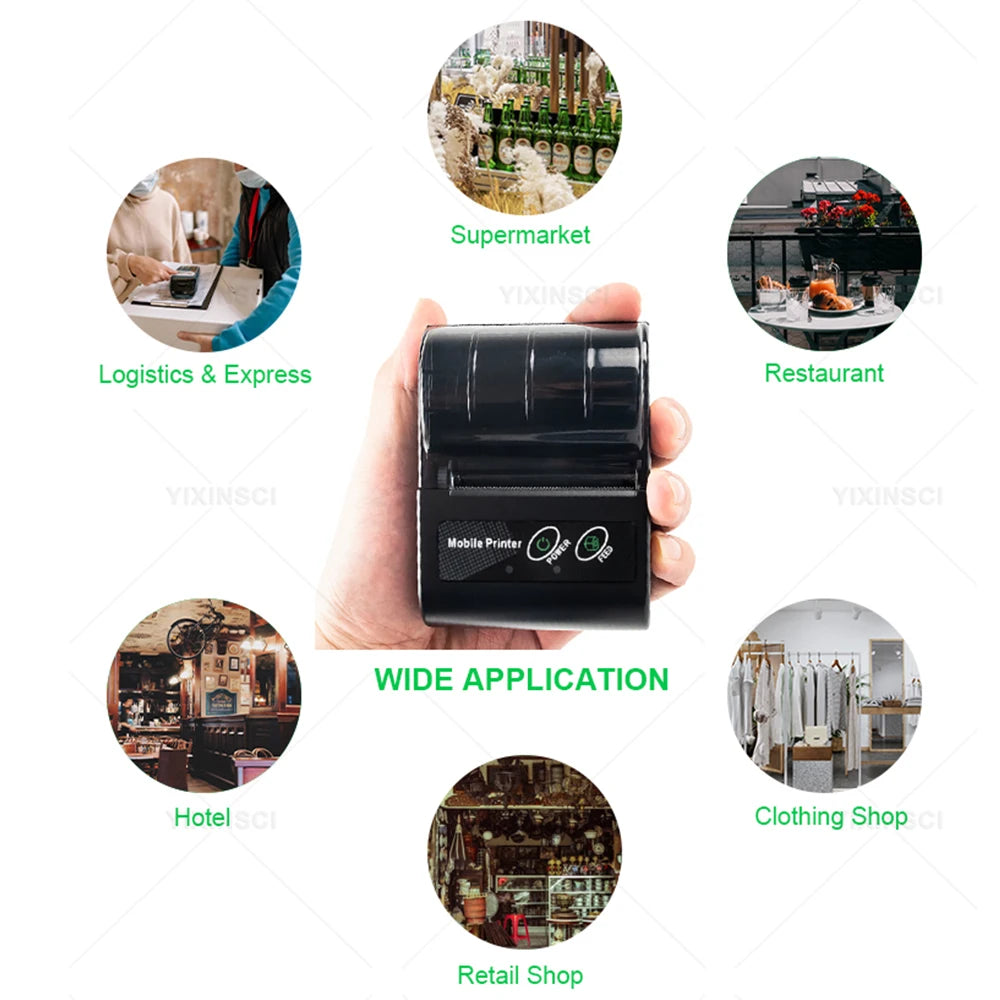 Mobiler Thermodrucker 58mm Bluetooth für Belege