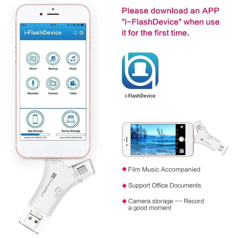 4-in-1 Kartenleser USB-C, Lightning & Micro SD