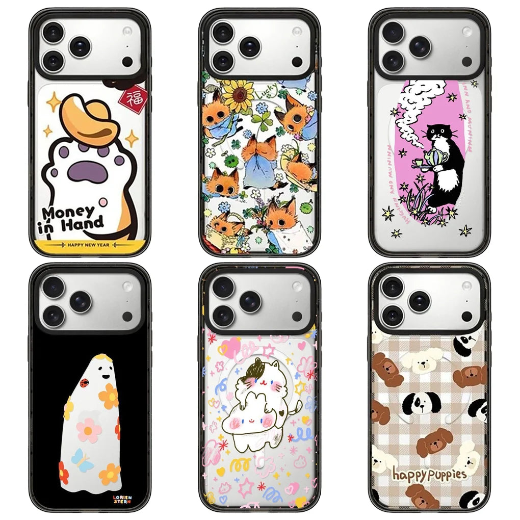 Flower Ghost Hülle mit schwarzem Rand für iPhone